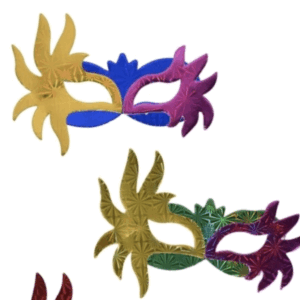 Antifaz cartón holografico colores surtido x 12 un.