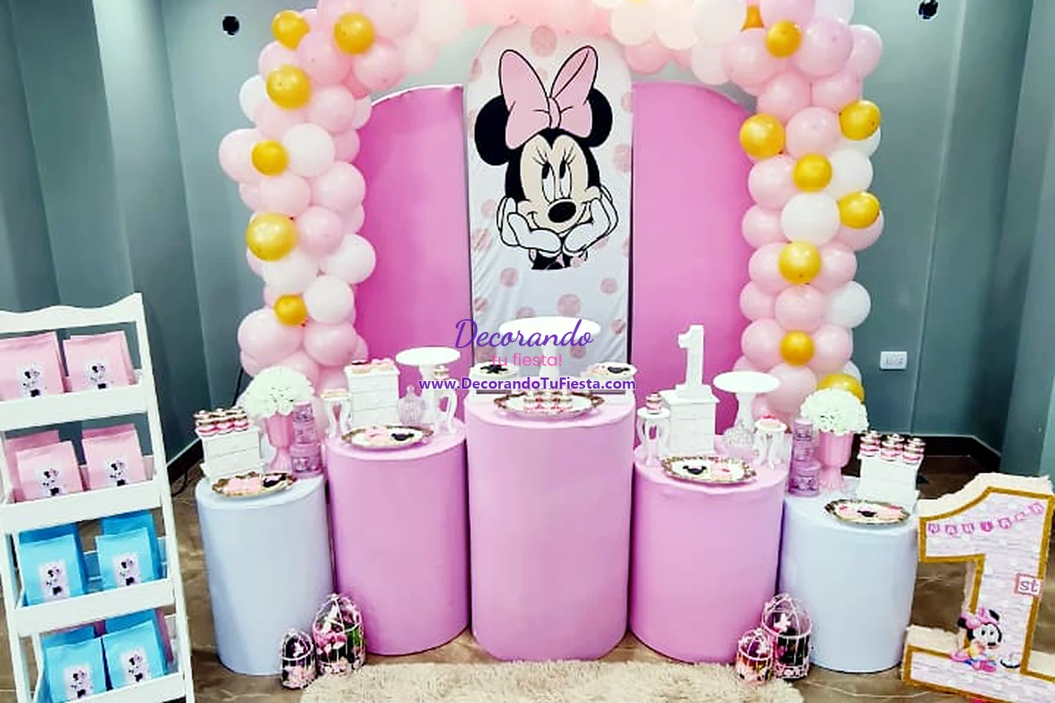 Vista principal de cumpleaños de Minnie en rosa